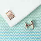 Personalised Rose Gold Plated Cufflinks With Crystal