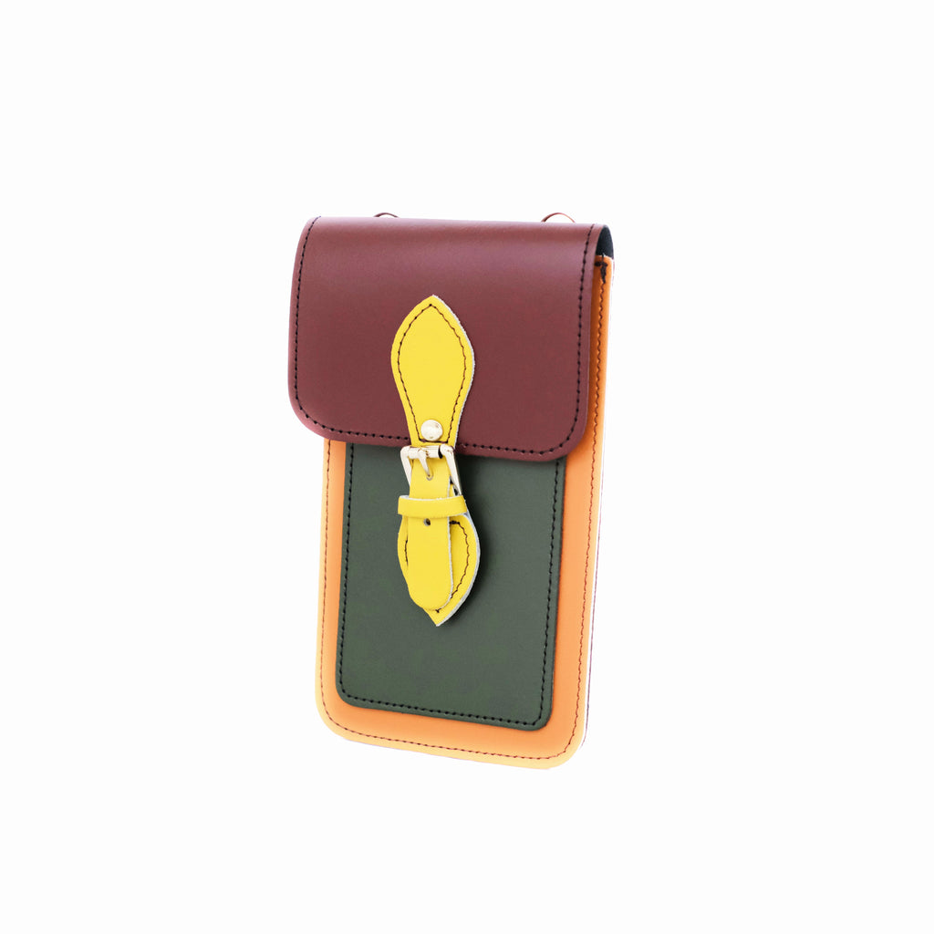 Handmade Leather Mobile Phone Pouch Plus - Autumnal Kaleidoscope