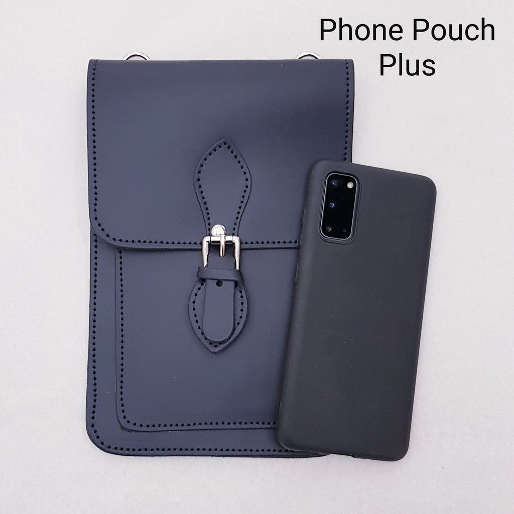 Handmade Leather Mobile Phone Pouch Plus - Pastel Baby Blue