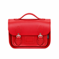 Leather Midi Satchel - Pillar Box Red