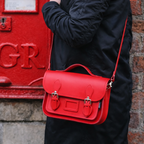 Leather Midi Satchel - Pillar Box Red