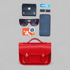 Leather Midi Satchel - Pillar Box Red