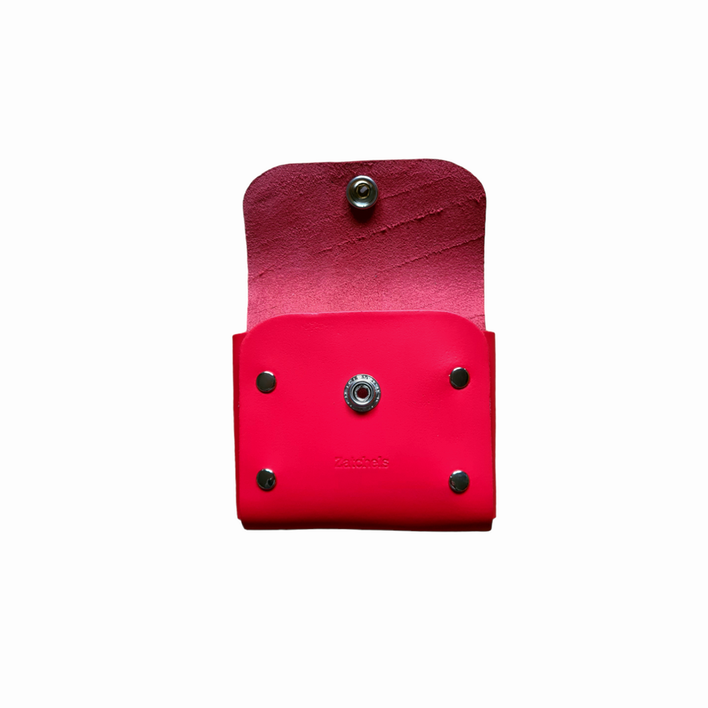 Handmade Leather Simple Coin Purse - Pillar Box Red