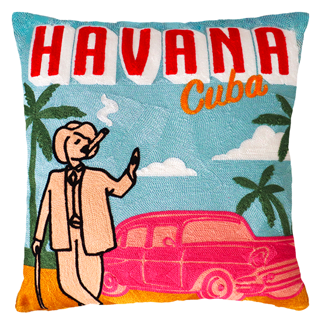 Havana Cuba Needlepoint Pillow