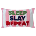 Sleep Slay Repeat Needlepoint Pillow