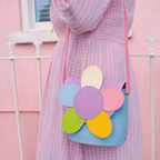 Handmade Leather Daisy Barrel Bag - Pastel Kaleidoscope