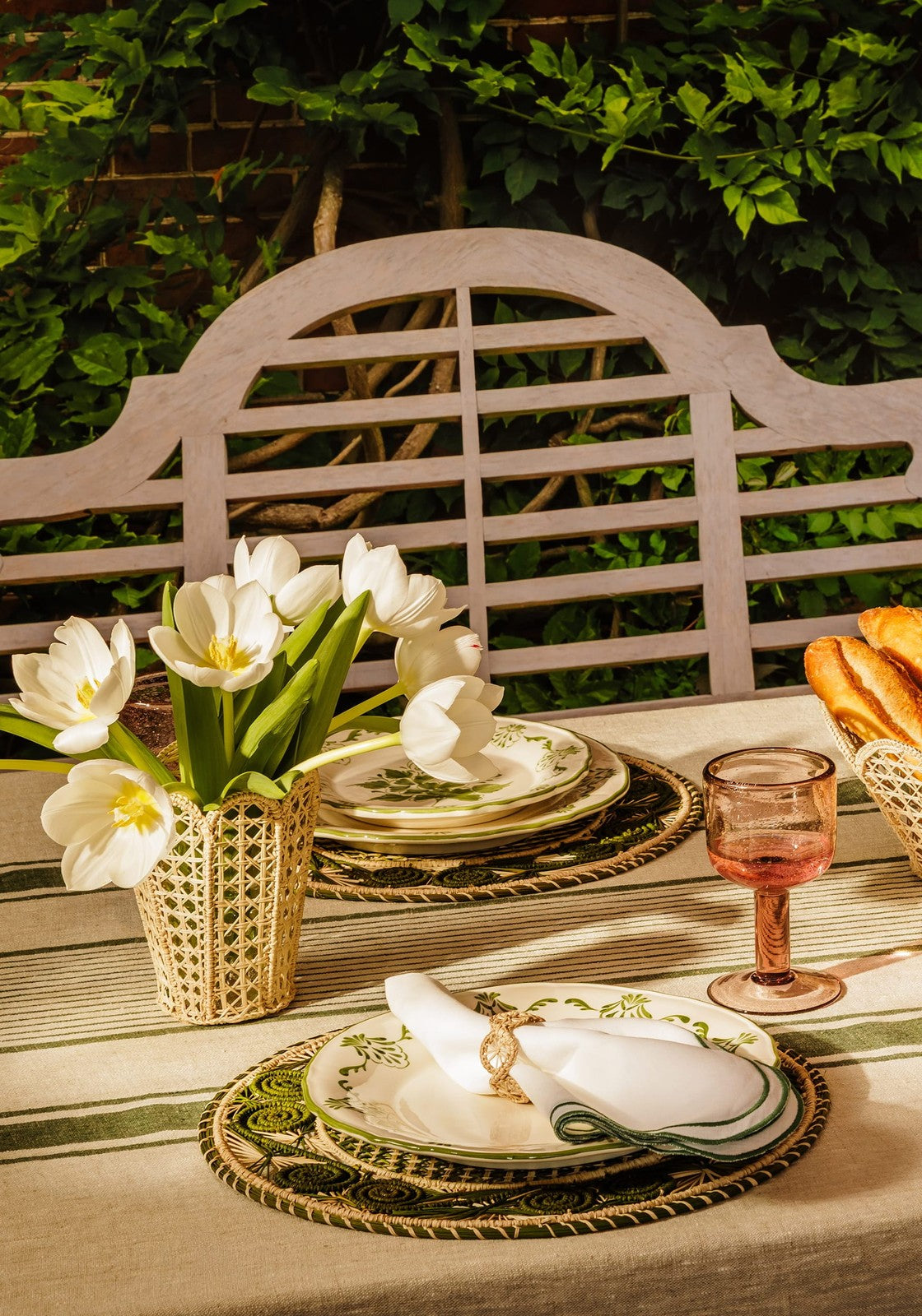 Atlántico Iraca Woven Placemats, Olive Green - Set of 4