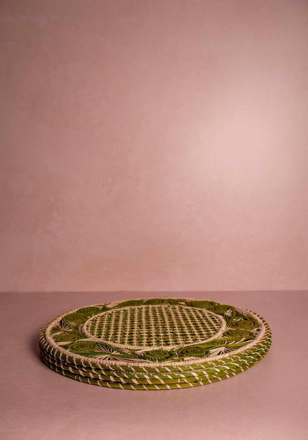Atlántico Iraca Woven Placemats, Olive Green - Set of 4