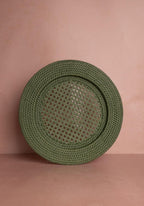 Harbour Island Round Rattan Charger Green  - Set of 4