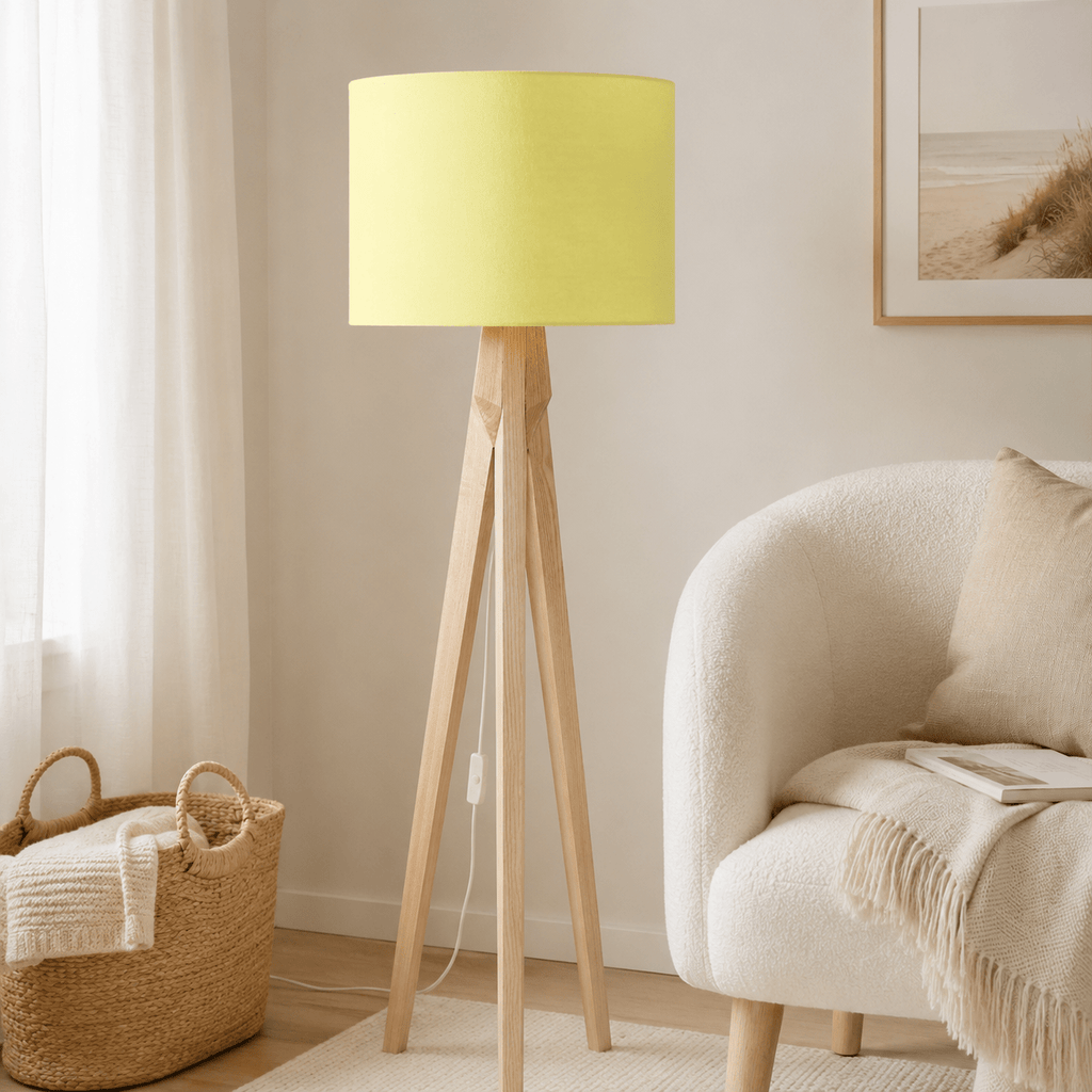 Plain Pale Lemon Lampshade – Handmade UK, Ceiling or Table Lamp Shade | Made to Order