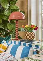 Blue and White Cabana Striped Ruffled Cushion Cover