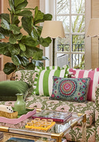 Pink Candy Cabana Stripe Ruffled Cushion Cover