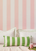 Poppy Sage Cabana Stripe Long Lumbar Cushion Cover