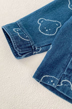 Baby Embroidered Bear Denim Two-Piece Set