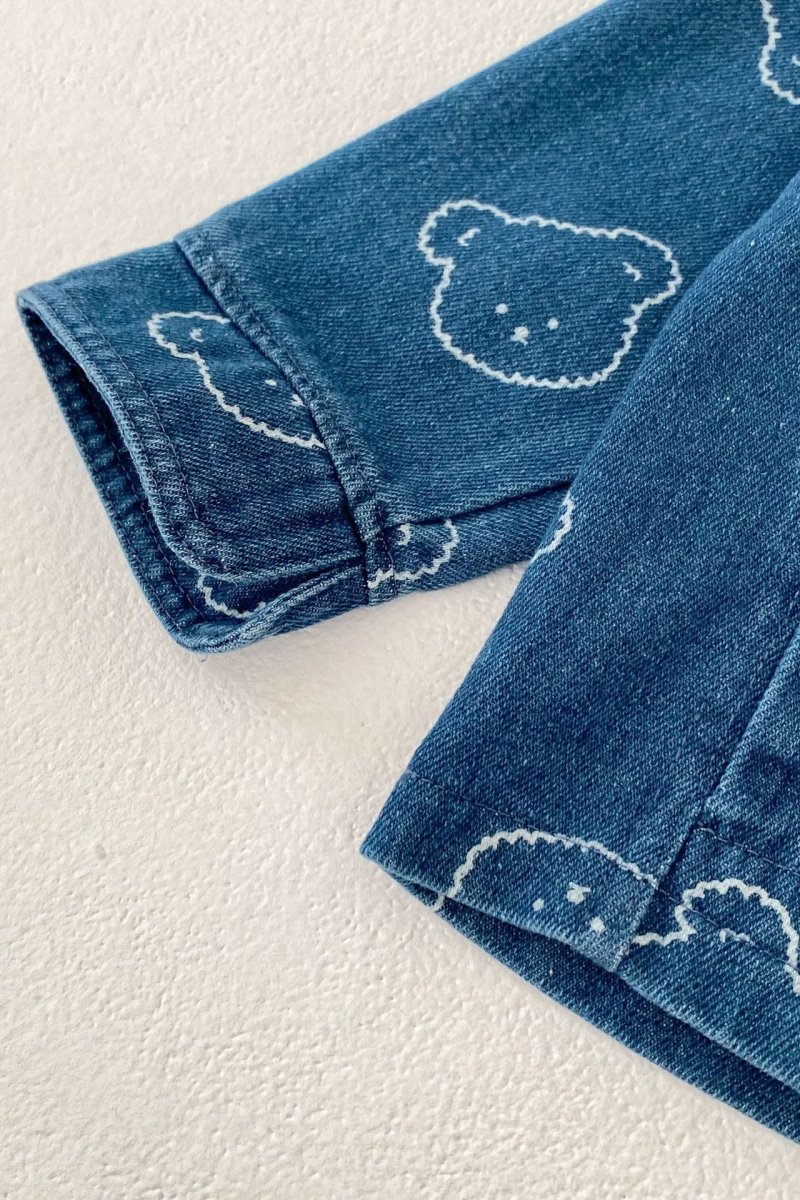 Baby Embroidered Bear Denim Two-Piece Set