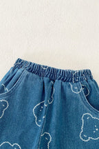 Baby Embroidered Bear Denim Two-Piece Set