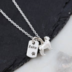 Pug Personalised Silver Dog Tag Necklace