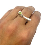 Pyramid Ring – Sterling Silver 925 with Cabochon Peridot, Amethyst, or Iolite