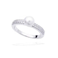Diamonfire Shell Pearl Ring with Zirconia Shoulders