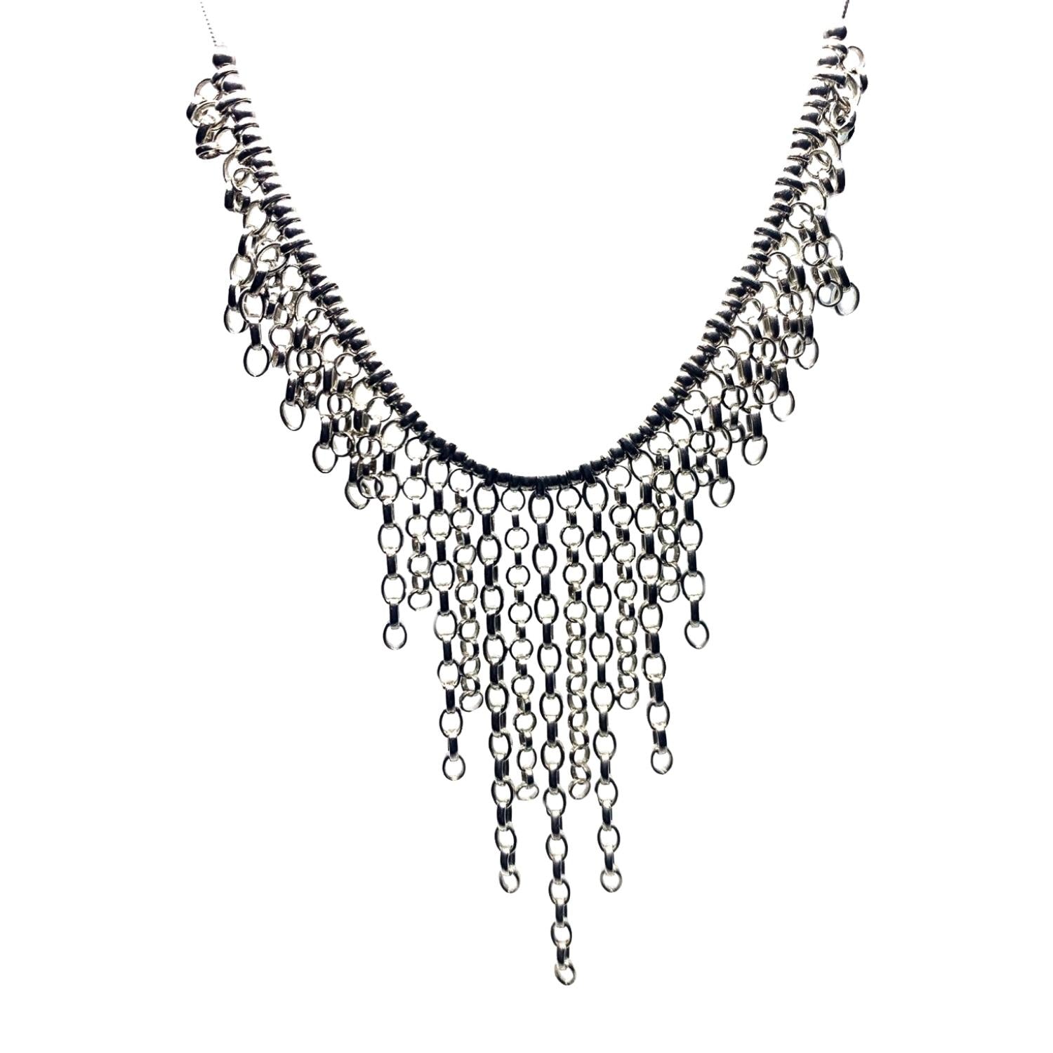 Handmade Rain Drop Chains Necklace – Sterling Silver