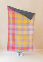 Recycled Wool Small Picnic Blanket in Lilac Gradient Gingham