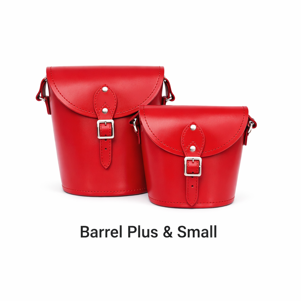 Handmade Leather Barrel Bag - Red
