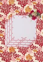 Red Garden Motif Placemats - Set of 4