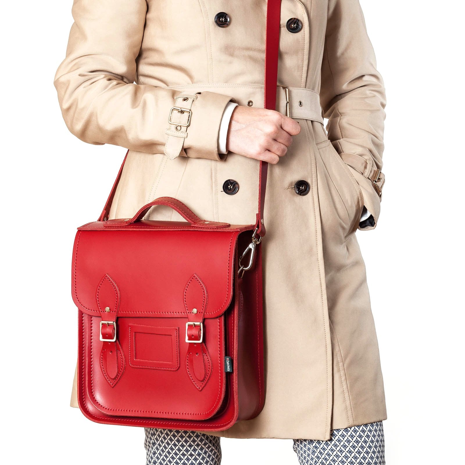 Handmade Leather City Backpack - Red