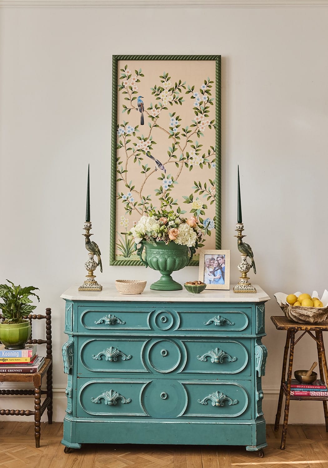 Regal Green Parrot Large Candlestick 39cm