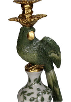 Regal Green Parrot Large Candlestick 39cm