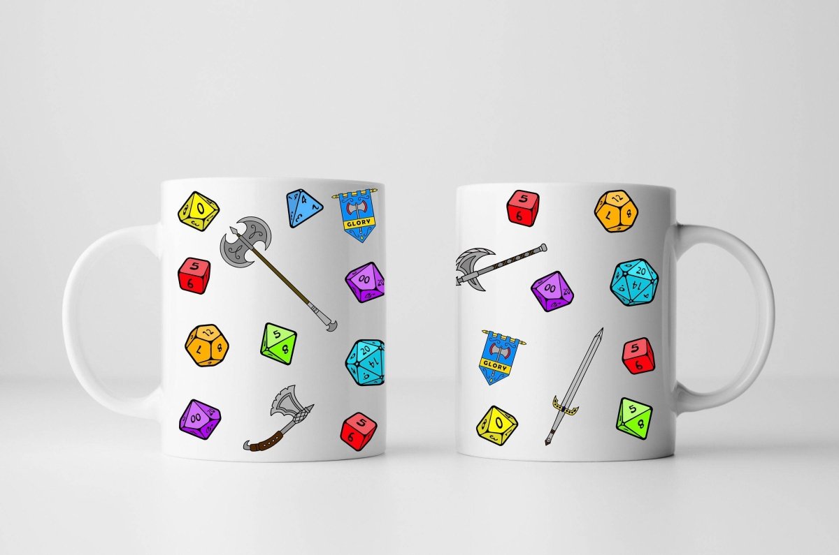 Dice and Weapons DnD Mug