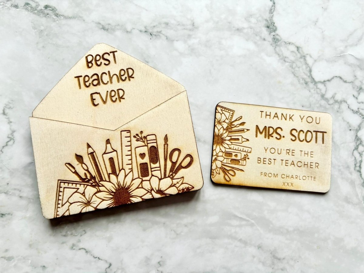 Personalised Best Teacher Ever Envelope Gift Card Holder