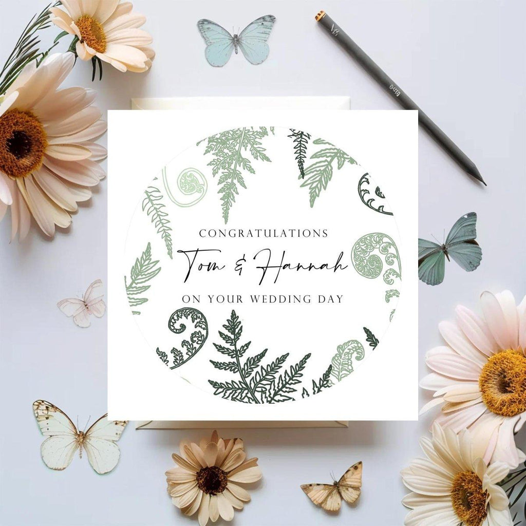 Personalised Congratulations on your Wedding Day Card with Ferns