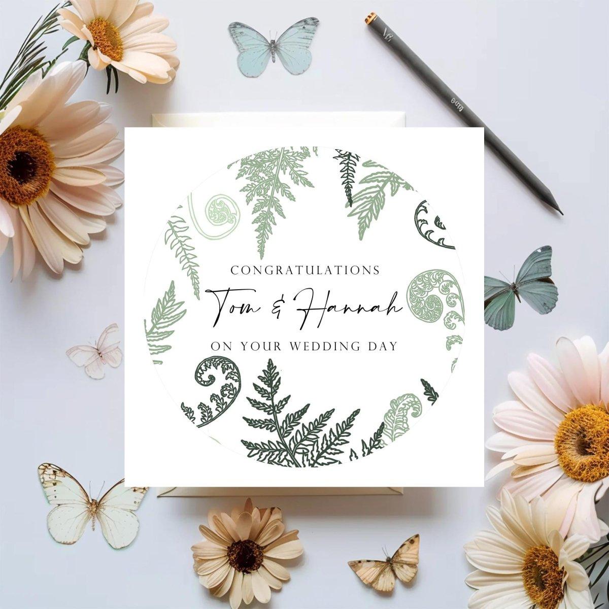 Personalised Congratulations on your Wedding Day Card with Ferns