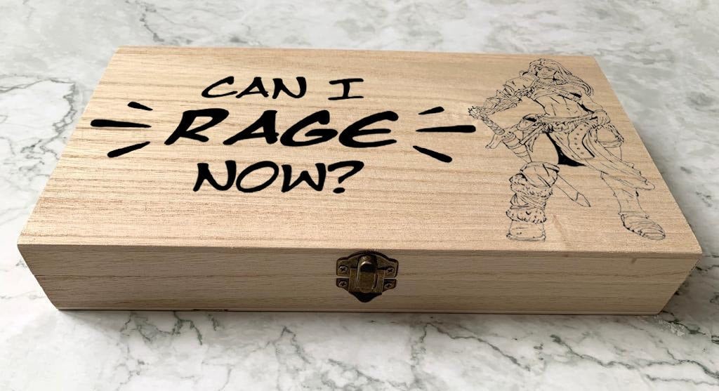 Personalised DnD Dice Box - Barbarian Can I Rage Now?