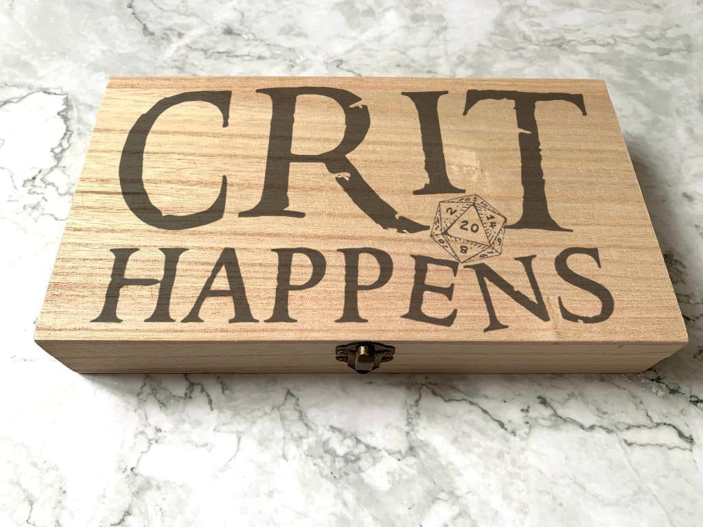 Personalised DnD Dice Box - Crit Happens Critical Fail