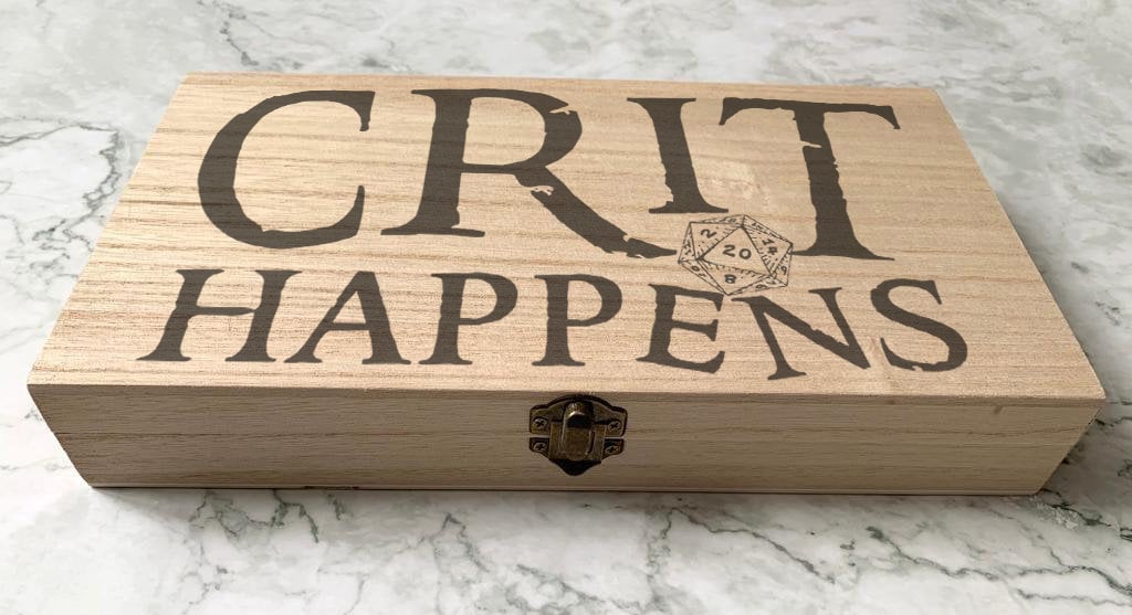 Personalised DnD Dice Box - Crit Happens Critical Fail