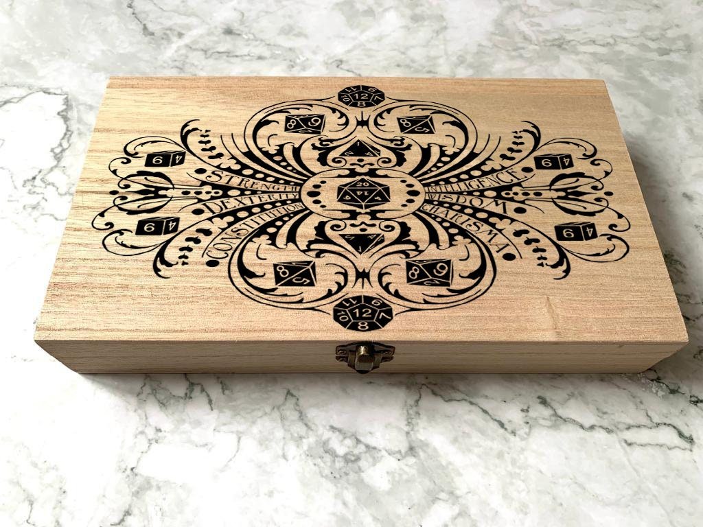 Personalised DnD Dice Box - Decorative Character Stats