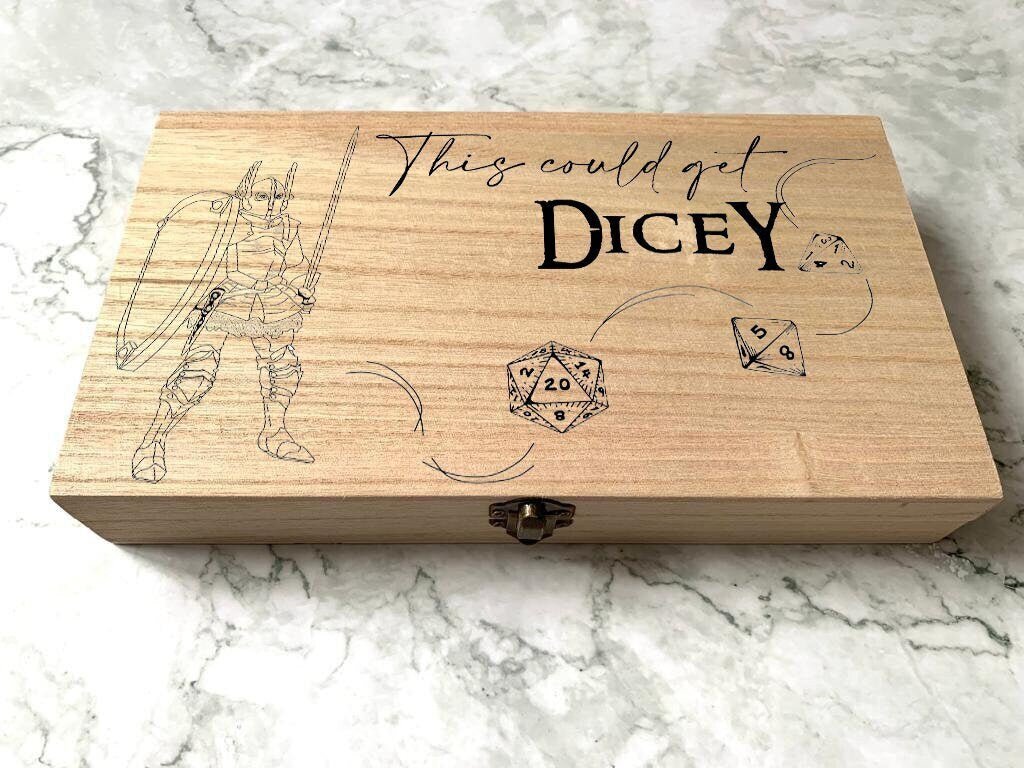 Personalised DnD Dice Box for a Knight or Fighter