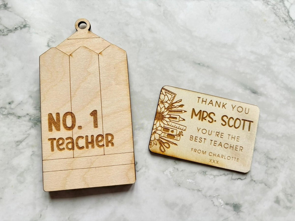 Personalised Number One Teacher Pencil Gift Card Holder