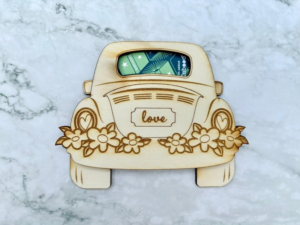 Personalised Wedding Car Gift Card Holder with Just Married Cut Out