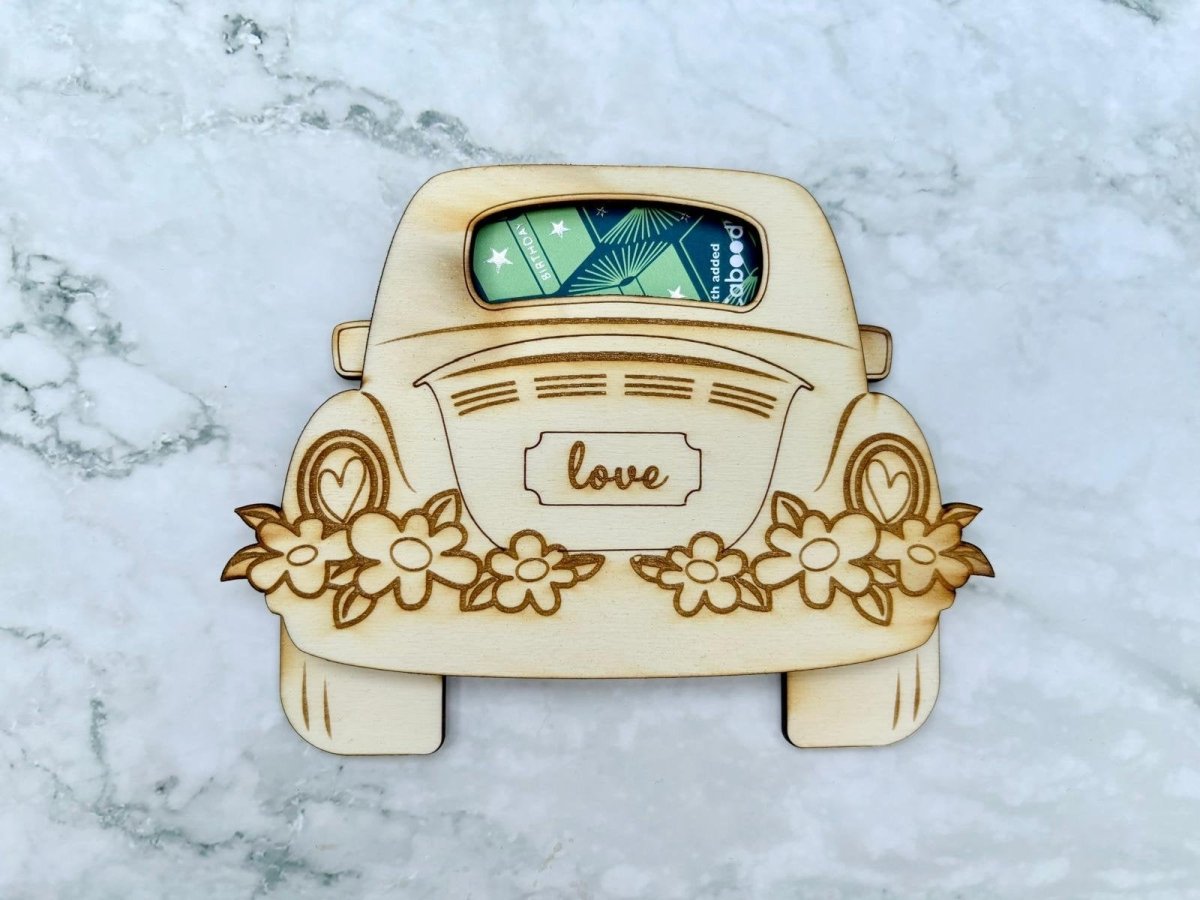 Personalised Wedding Car Gift Card Holder with Just Married Cut Out
