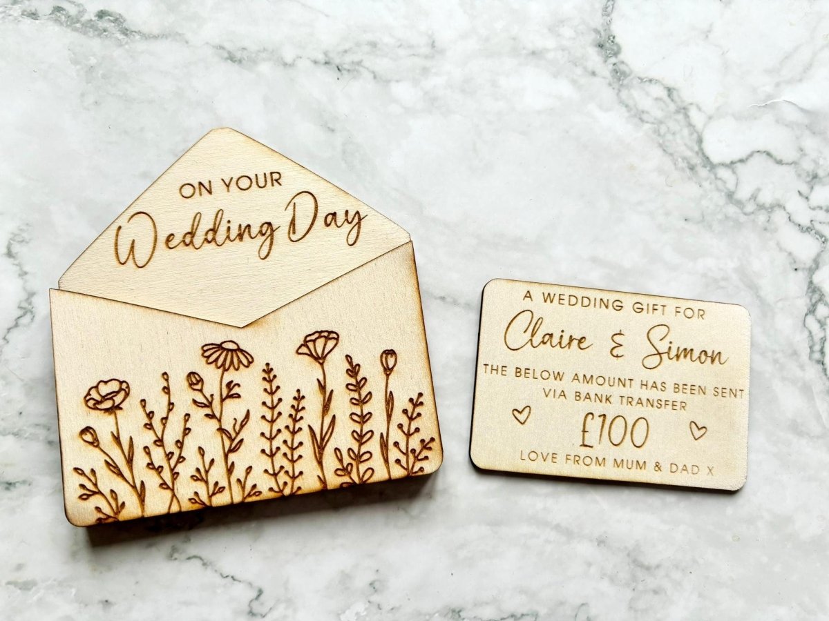 Personalised Wedding Envelope Gift Card Holder with Flowers