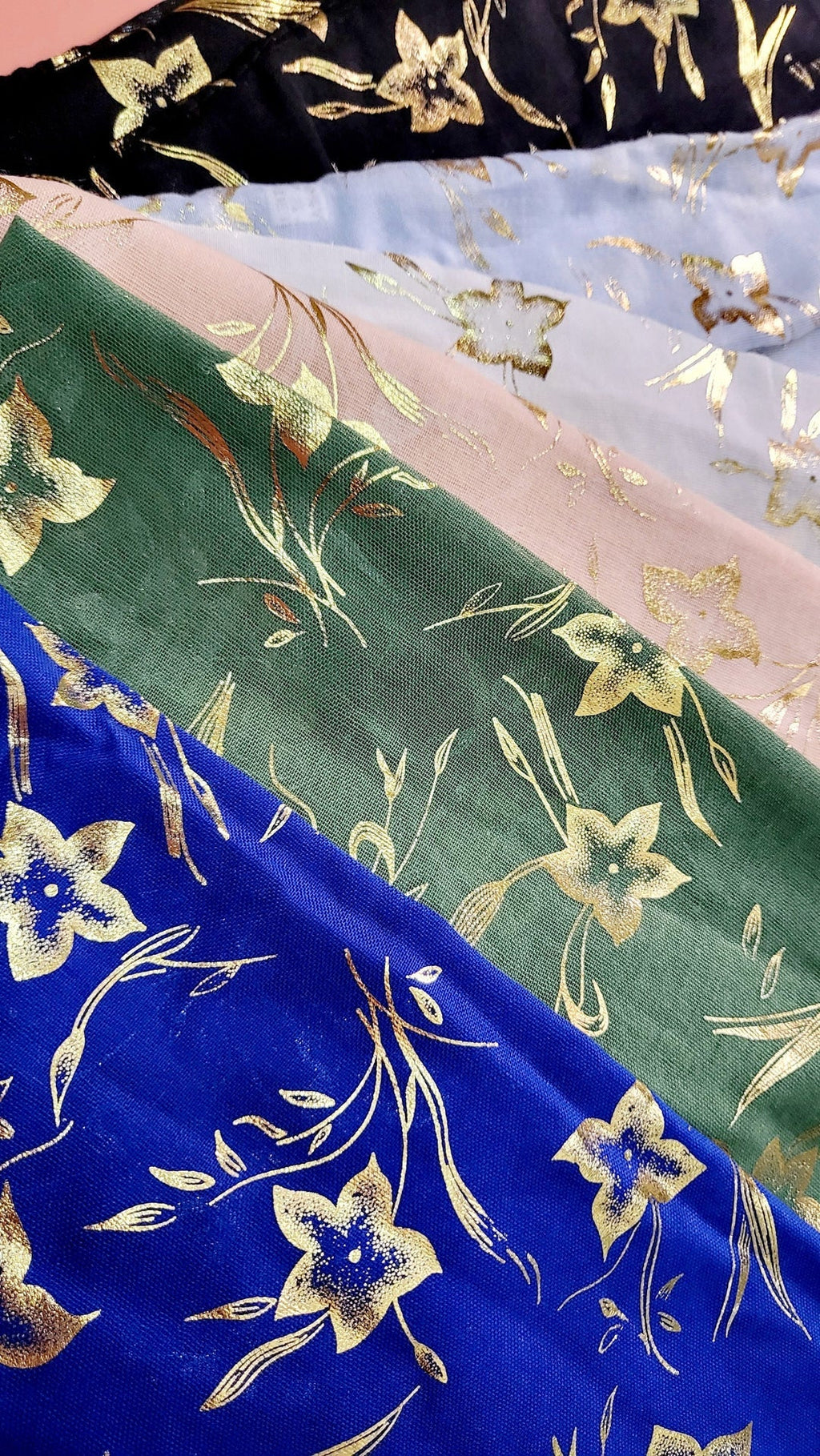 Flower Decor Shimmer Gold Foil Scarf Pack of 12