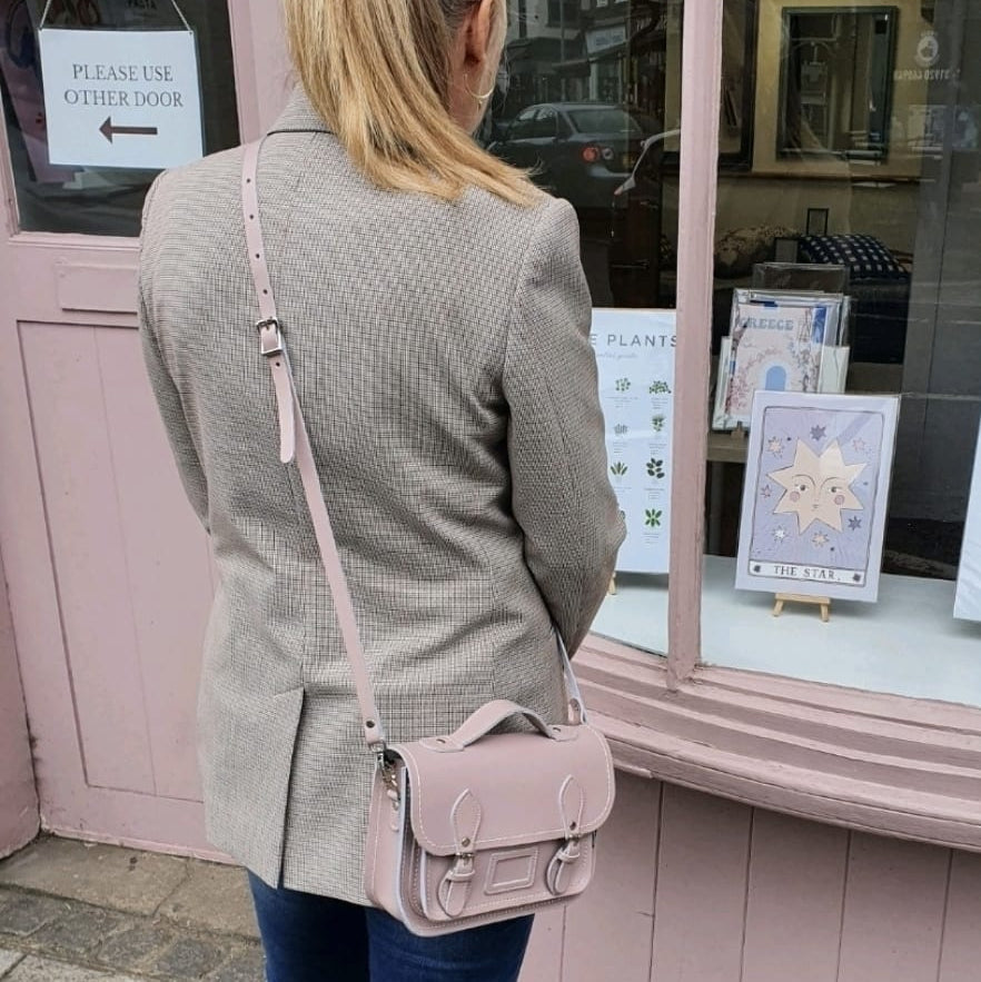 Leather Midi Satchel - Rose Quartz