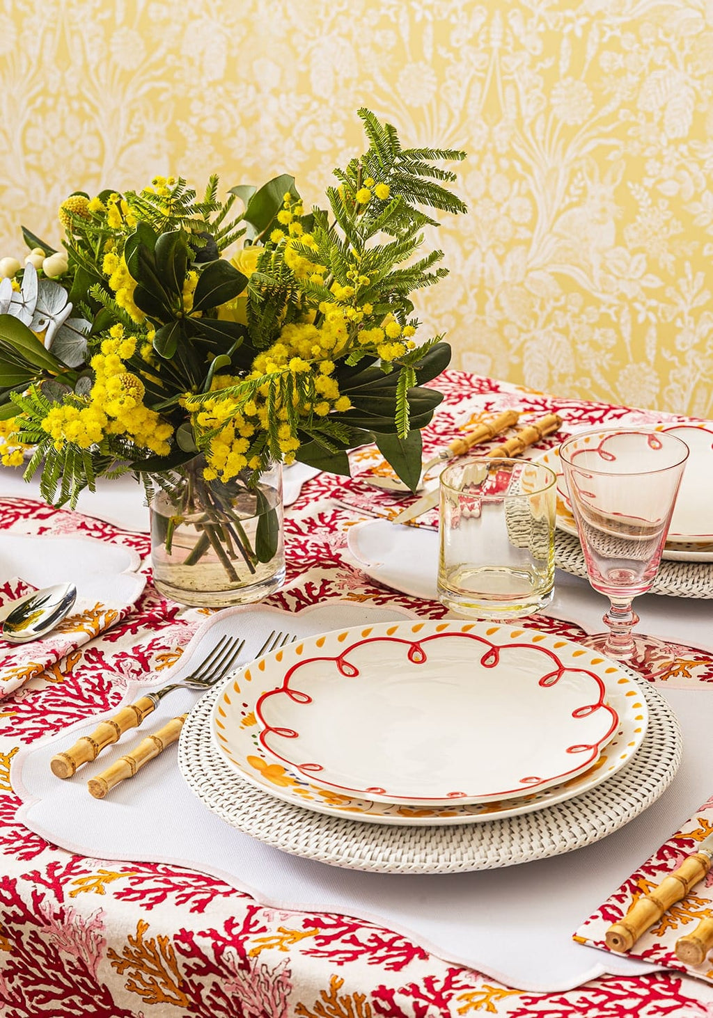 Rosy Red Scalloped Dessert Plate - Set of 4