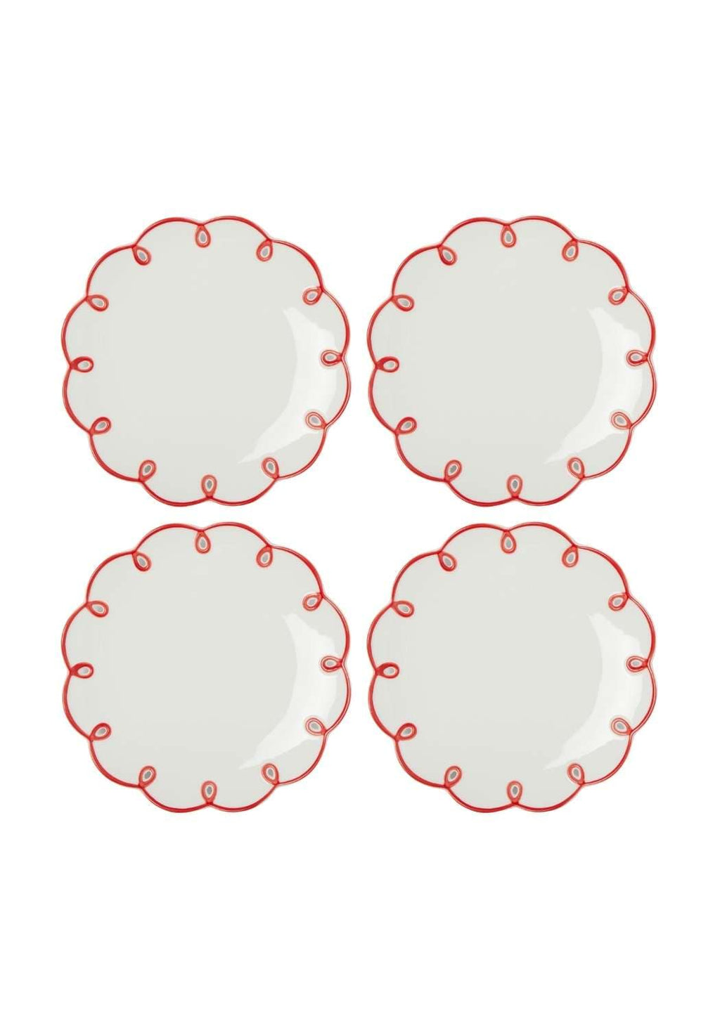 Rosy Red Scalloped Side Plates - Set of 4