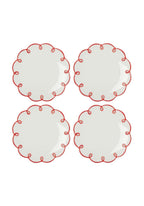Rosy Red Scalloped Side Plates - Set of 4