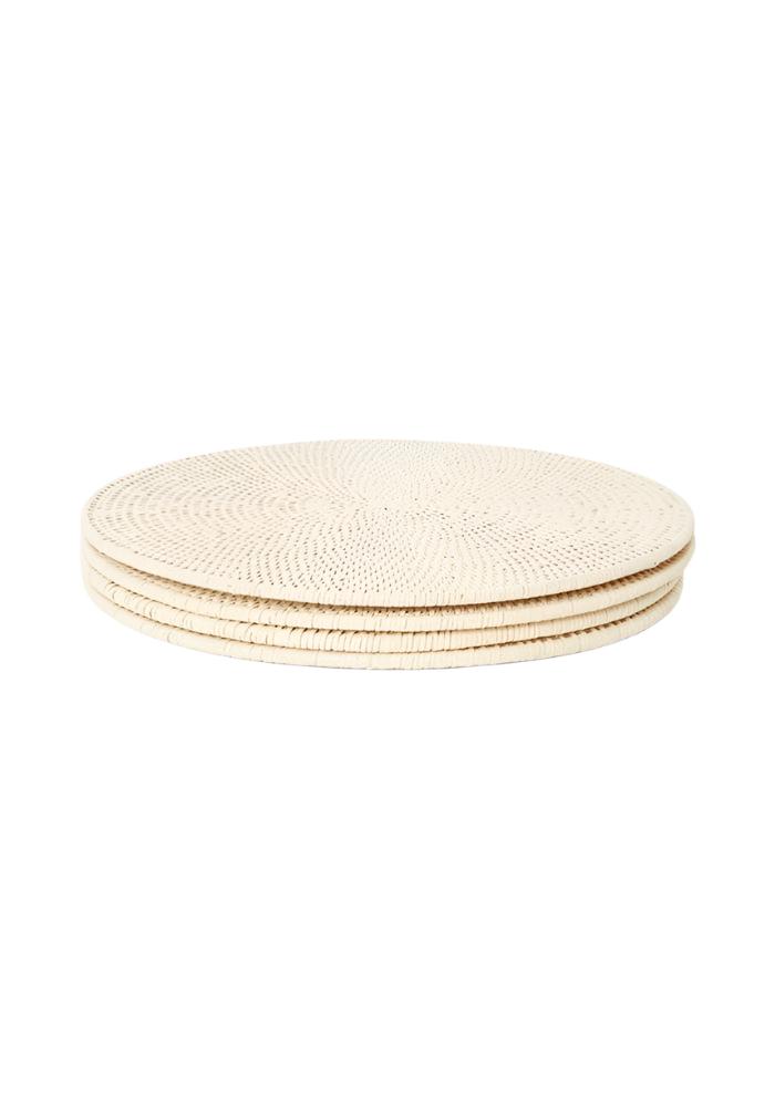 Round & Round Rattan Placemat Sand Colour - Set of 4