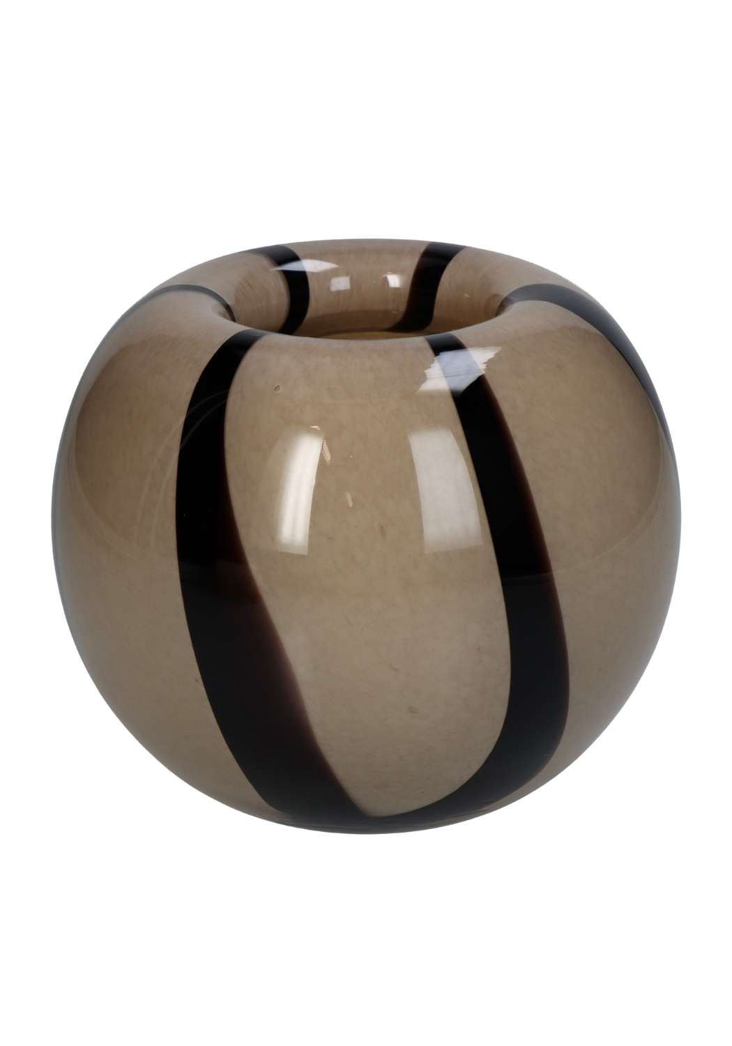 Rounded Striped Two Toned Brown Vase